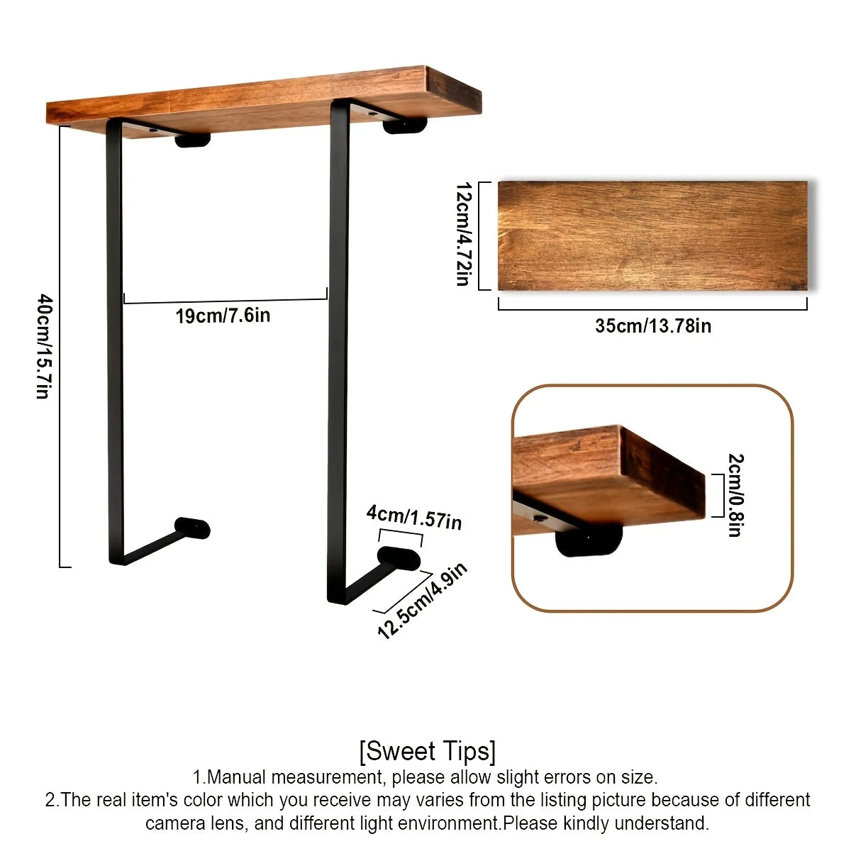 Black Wall Towel Rack with Wood Shelf | Bathroom Organizer Wall Towel Rack Axl