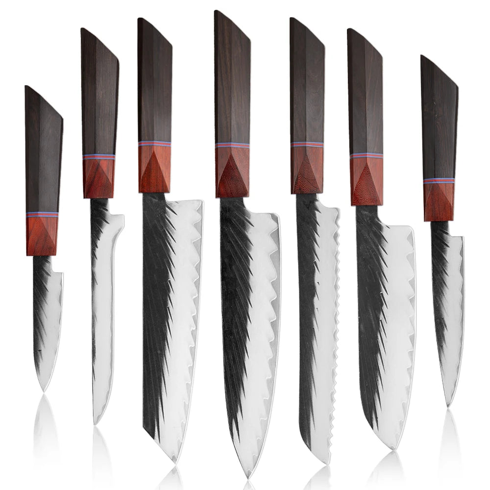 XITUO 1–7 Pc Japanese Chef Knife Set | Hand-Forged Steel Kitchen Knife Set Axl 7PCS Knife