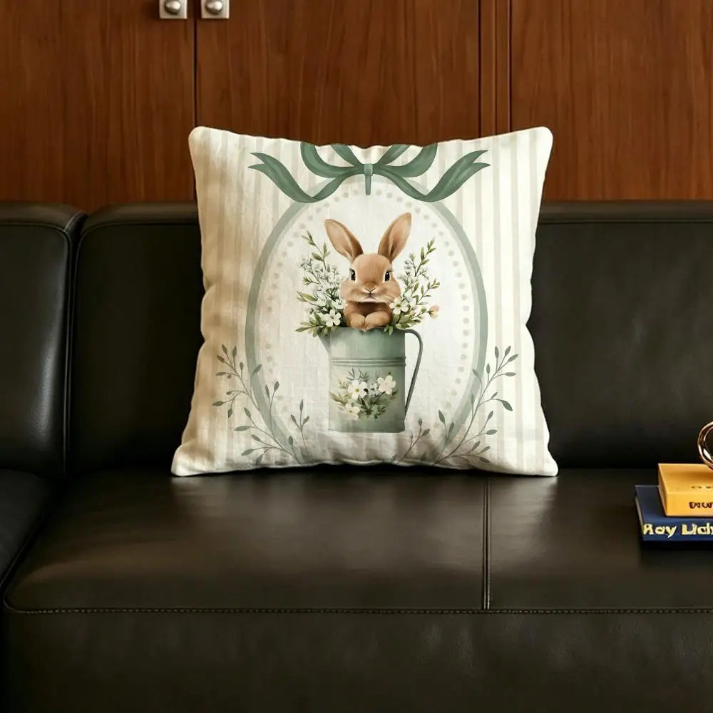 Easter Bunny Linen Cushion Cover | Natural Pillow Cover Set Linen Cushion Cover Axl