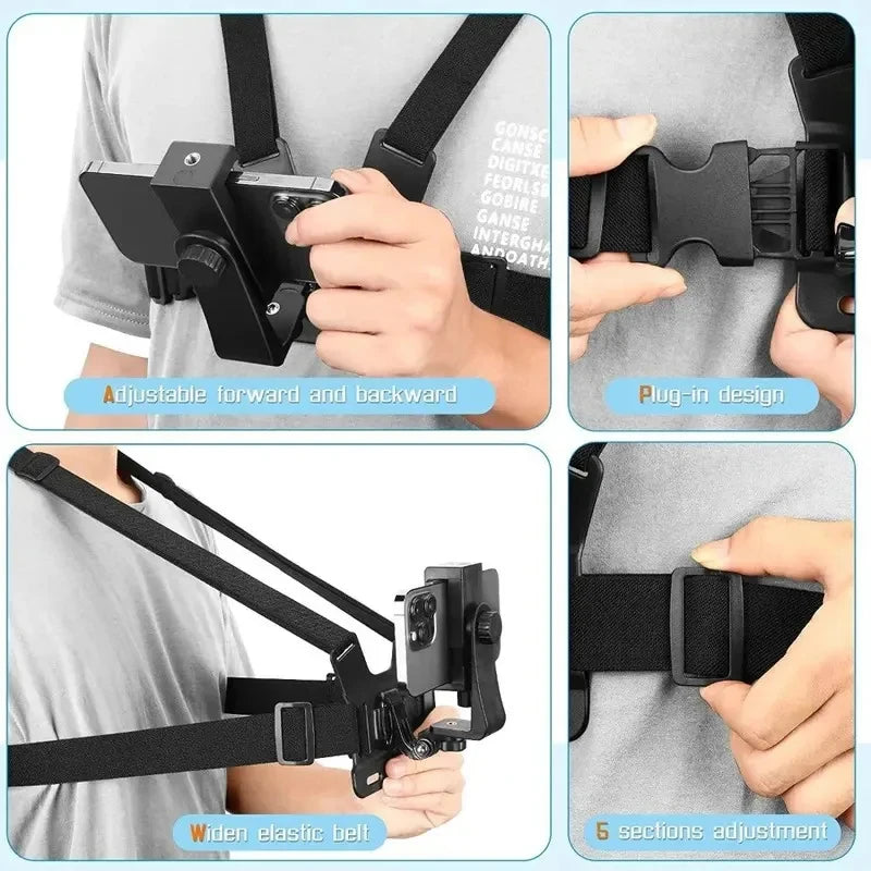 Adjustable Chest Harness Mount – Phone & Action Camera Holder Camera Chest Mount Axl