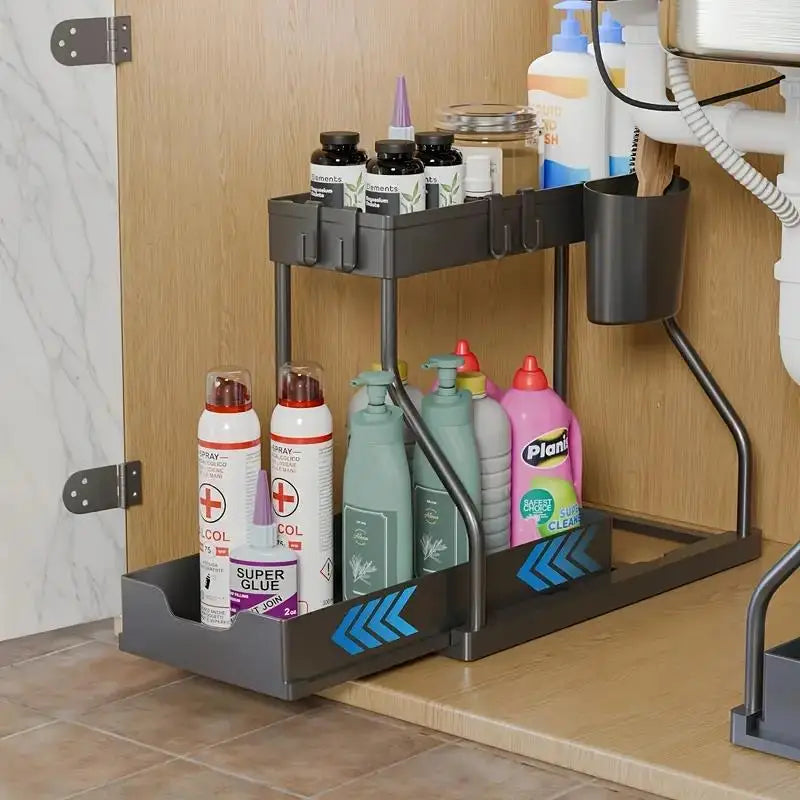 2-Tier Pull-Out Storage Drawers – Kitchen & Bathroom Organizer Pull-Out Storage Drawer Axl