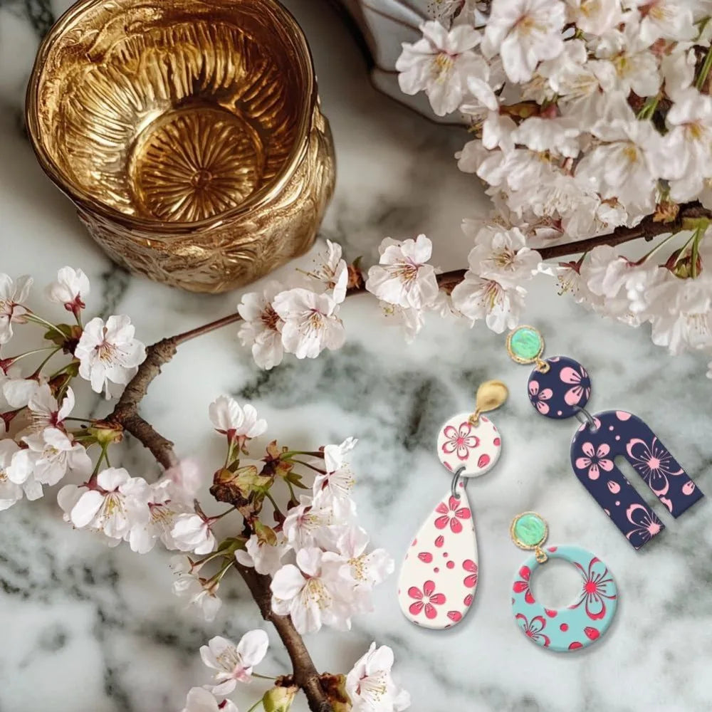 Cherry Blossom Polymer Clay Texture Sheet & Stamp – 14x14cm Clay Texture Stamp Axl