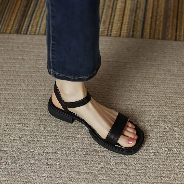 Women's Low Heel Gladiator Sandals – Buckle Strap Summer Shoes Women's Sandals Axl black 38