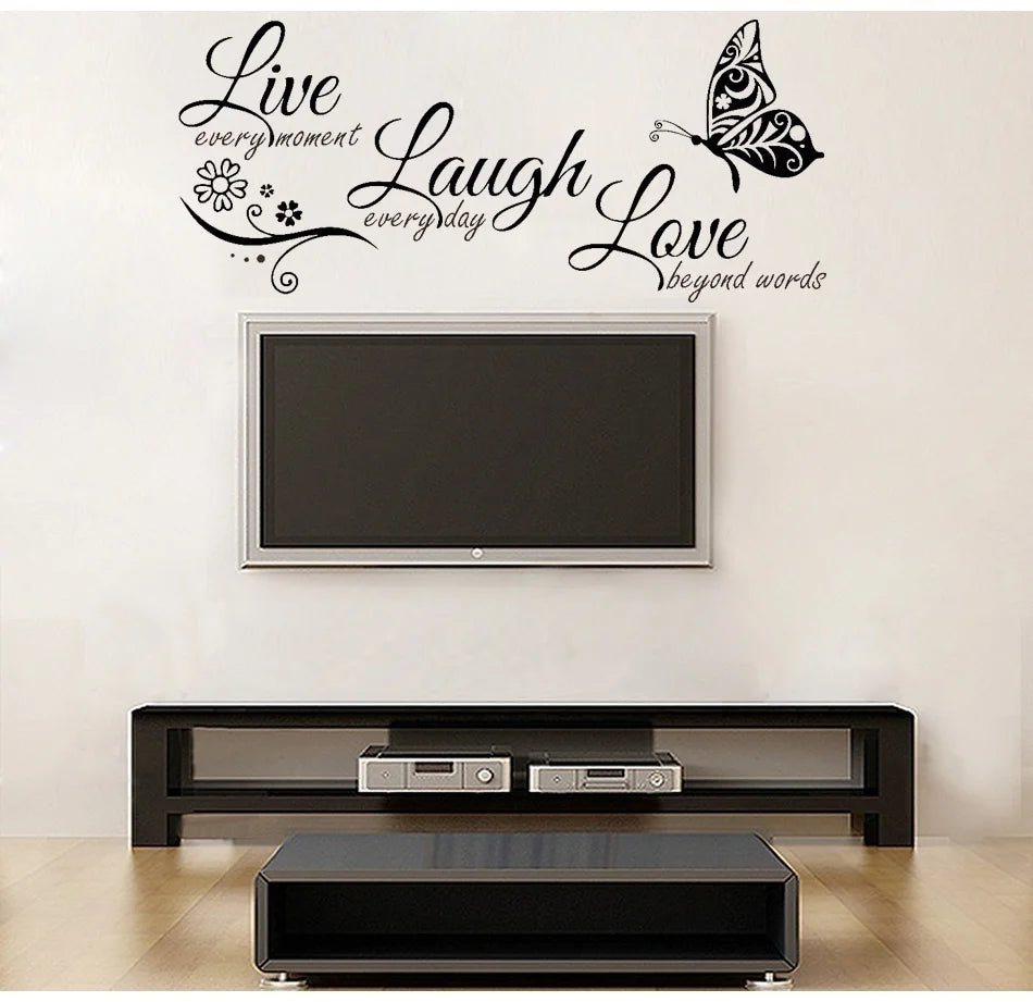 Live Laugh Love Butterfly Wall Decal – Vinyl Quote Sticker Vinyl Wall Decal Axl