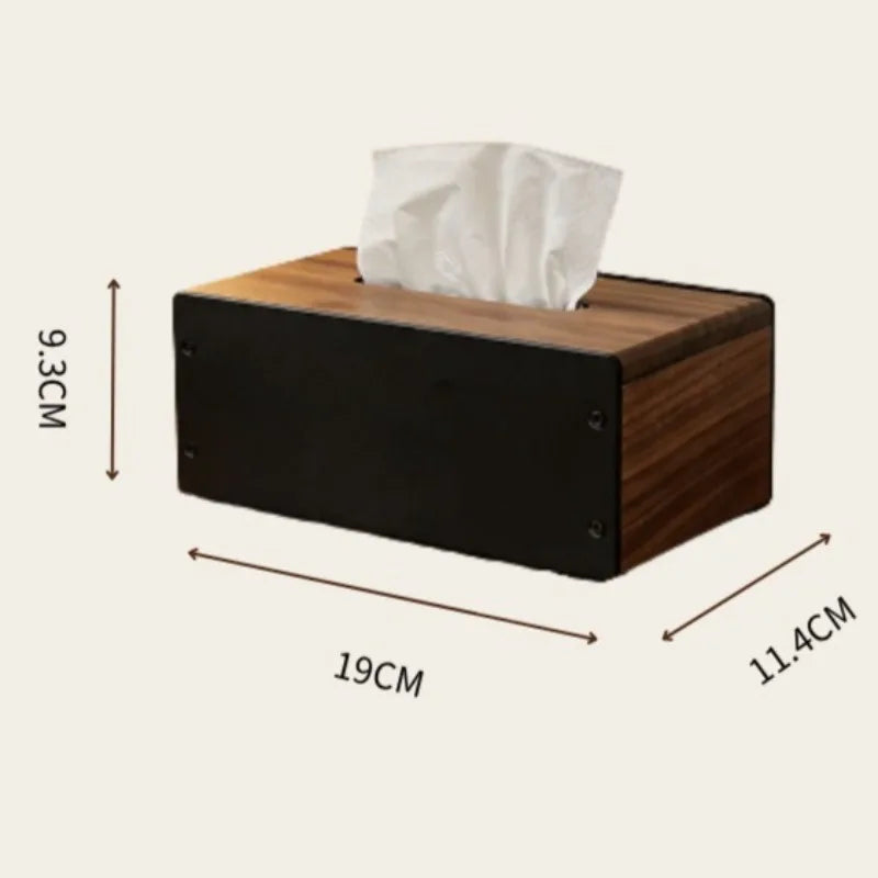 Wooden Vintage Tissue Box Cover – Black Walnut Napkin Case Tissue Box Cover Axl