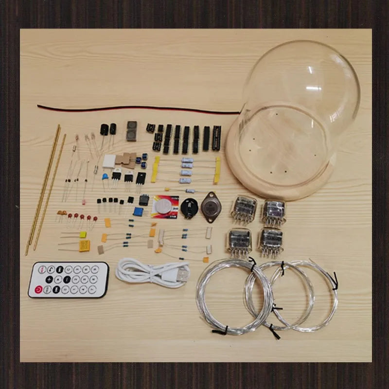 IN-12 Nixie Tube Clock DIY Kit – Retro Wood Desk Clock DIY Nixie Tube Clock Axl Pine wood