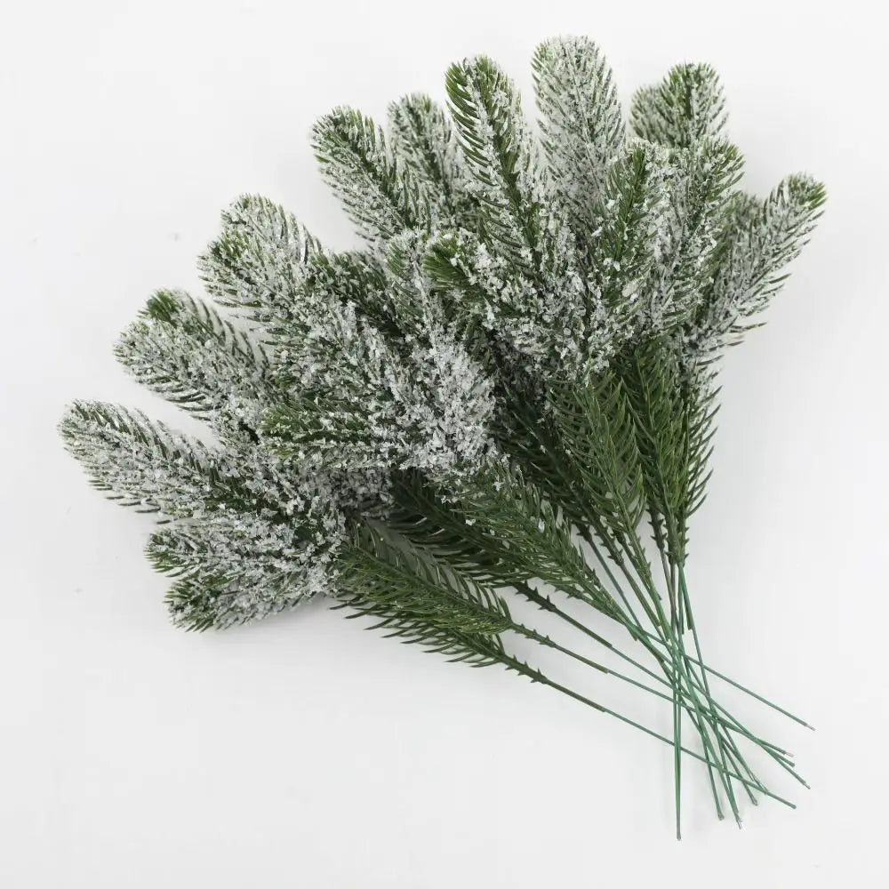 Artificial Snow Pine Branches 24pc – Christmas Wreath Decor Artificial Christmas Decor Axl Type D