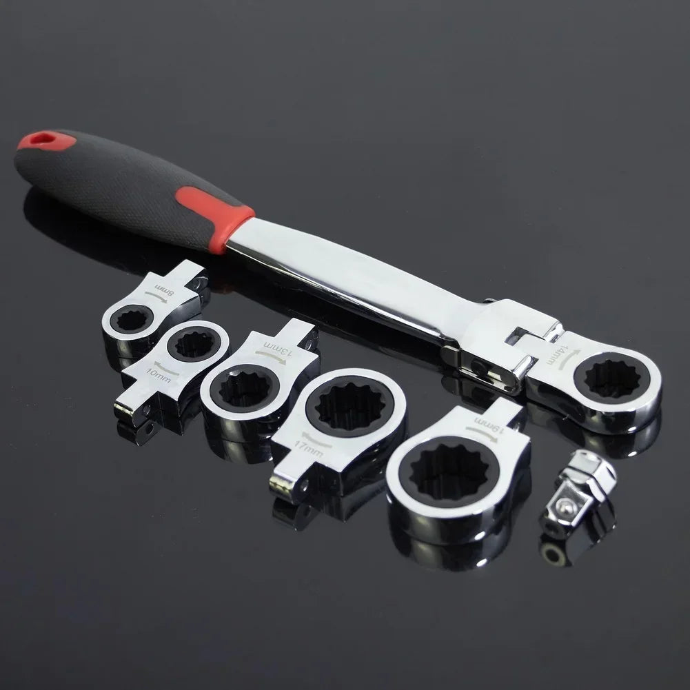 6-in-1 Ratcheting Wrench Set – Chrome Vanadium Steel Tool Kit Ratcheting Wrench Set Axl
