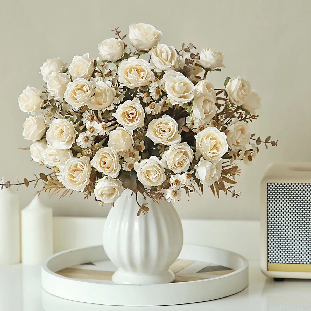 Silk Rose Artificial Flower Bouquet – Wedding & Home Decor Artificial Flower Bouquet Axl