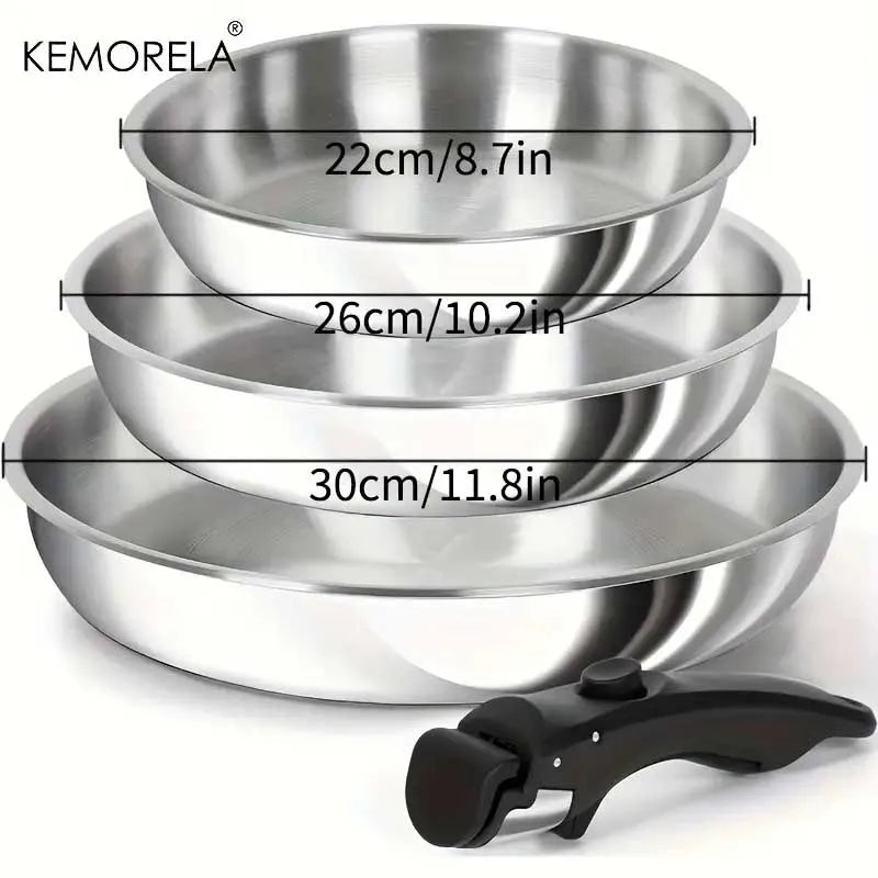 KEMORELA 316 Stainless Steel Stackable Pot Set – Induction Safe Stackable Cookware Set Axl 3PCS