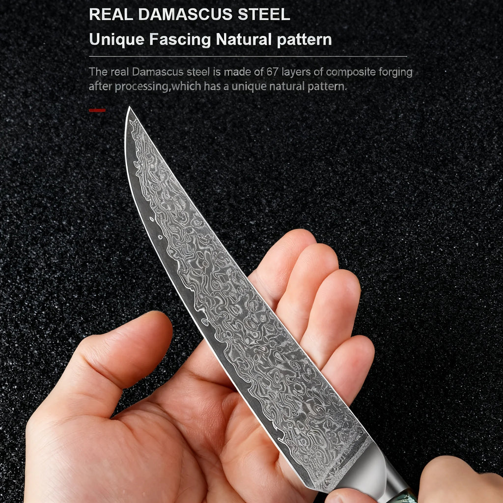 67-Layer Damascus Steel Kitchen Knife – Utility & Cleaver Damascus Kitchen Knife Axl