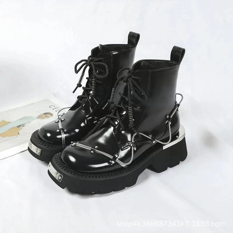 Women's Punk Mary Jane Ankle Boots – Metal Detail Lolita Derby Women's Ankle Boots Axl