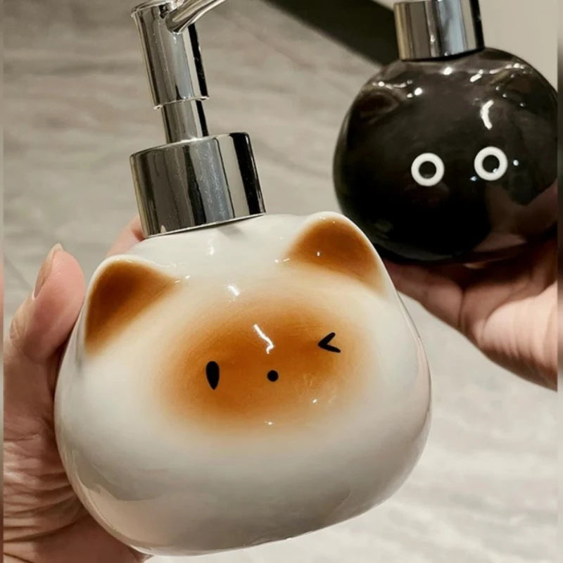 Ceramic Cat Soap Dispenser – Cute Press Pump Bottle Soap Dispenser Axl
