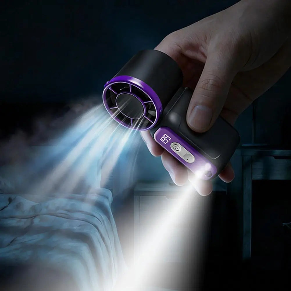 USB Rechargeable Mini Handheld Fan – Digital Display & LED Portable Handheld Fan Axl