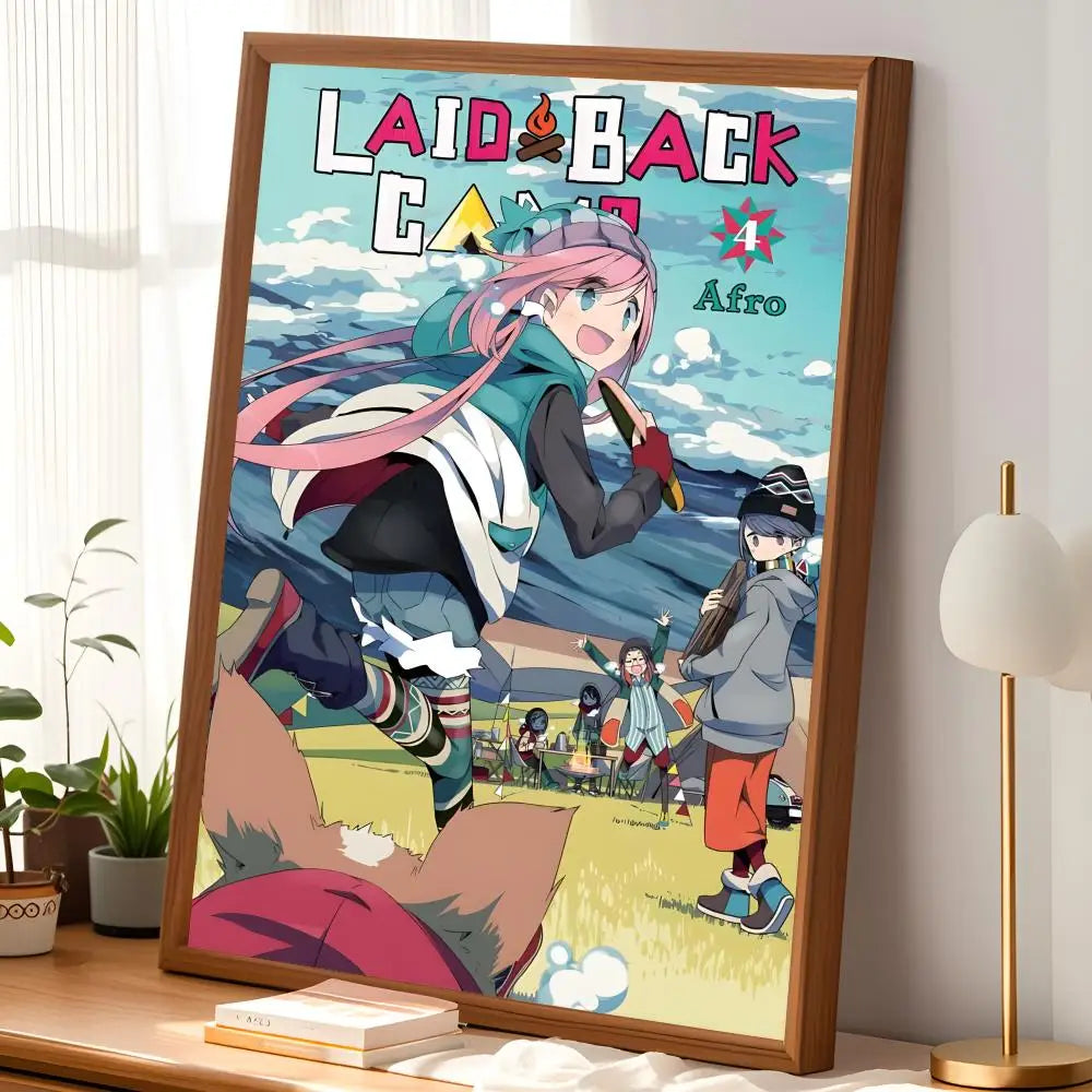 Laid-Back Camp Anime Poster – HD Self-Stick PVC Wall Art Anime Wall Poster Axl