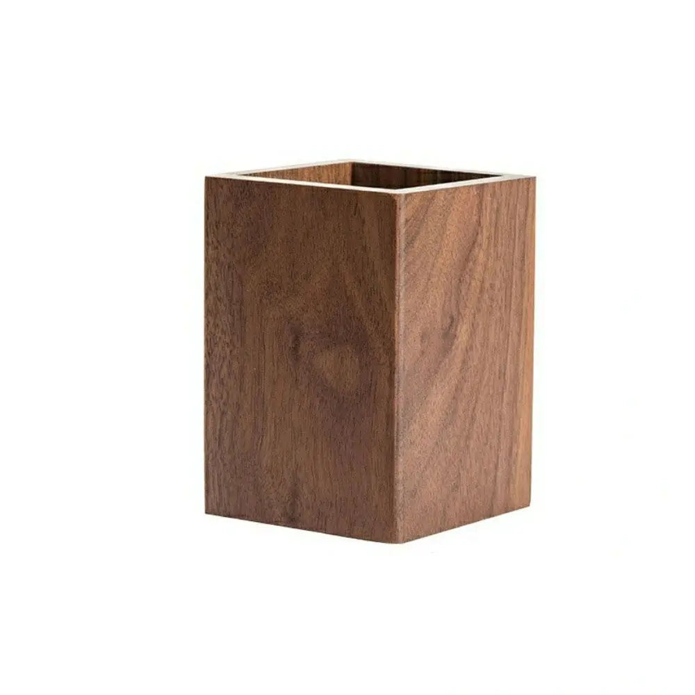 Walnut Wood Pen Holder – Desktop Stationery Organizer Wood Pen Holder Axl Square