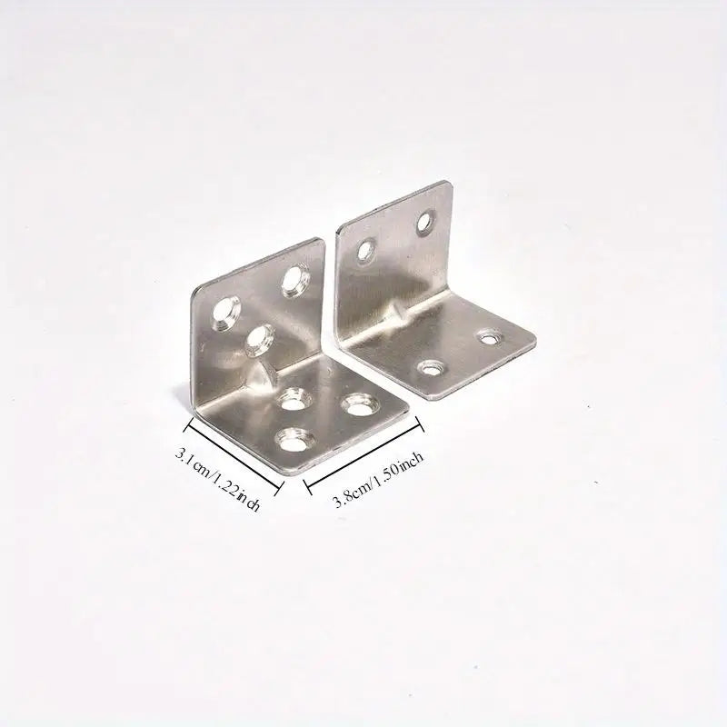 10-Pack Stainless Steel 90° L Corner Brackets for Shelves & Furniture Corner Brackets Axl