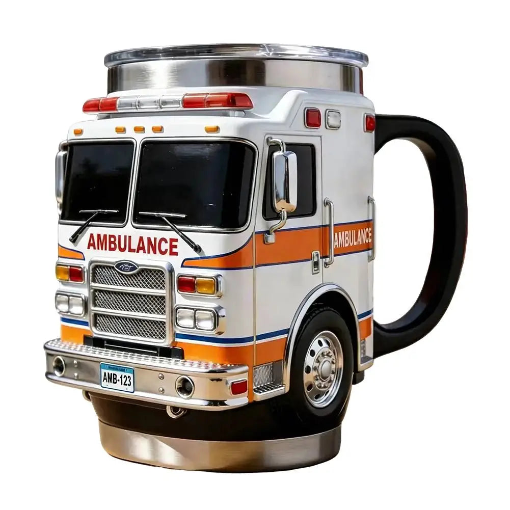 Fire Truck Novelty Coffee Mug – Resin & Stainless Steel Novelty Coffee Mug Axl C 201-300ml