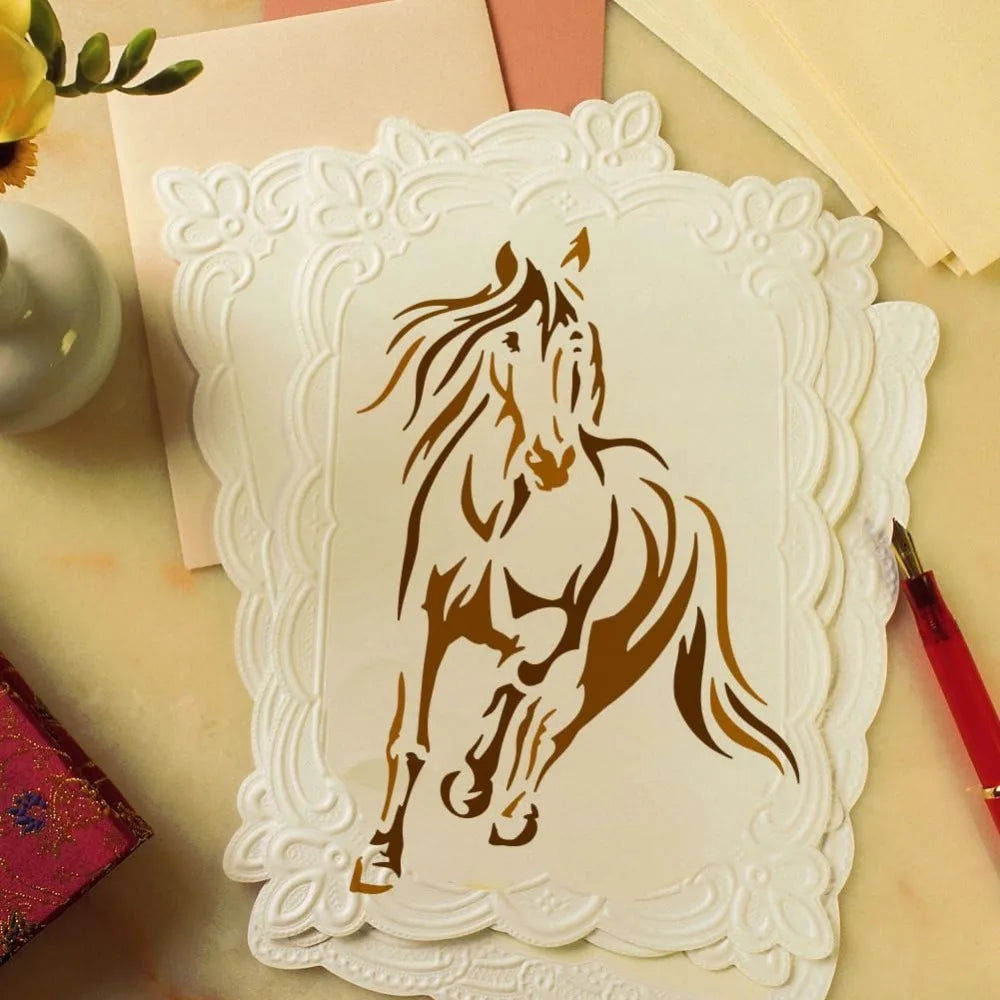 Reusable Horse Painting Stencil 8.3x11.7" | DIY Art Template Painting Stencil Axl