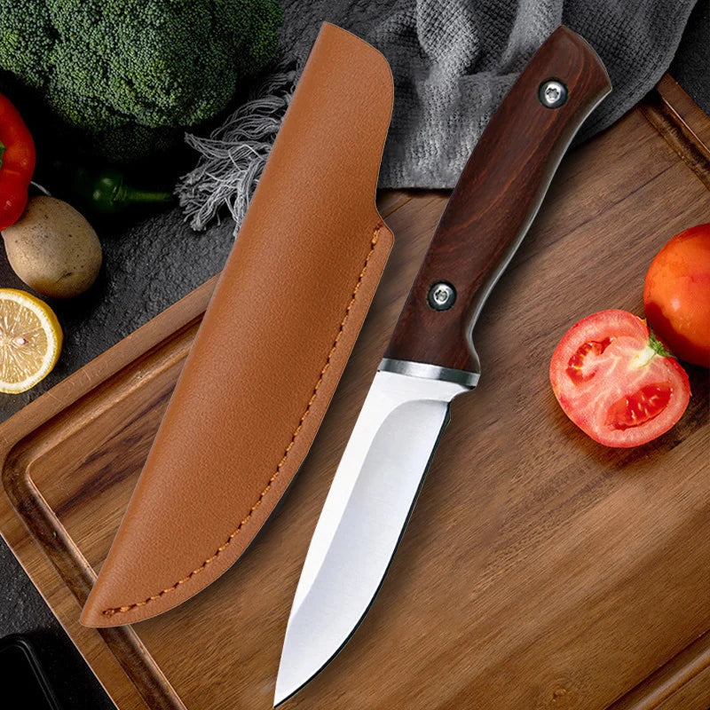 EDC Mini Fixed Blade Knife – Stainless Steel & Wood Handle Fixed Blade Knife Axl 1pcs