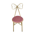 Pink Bow Tie Vanity Makeup Stool – Cushioned Dressing Chair Vanity Dressing Stool Axl Pink