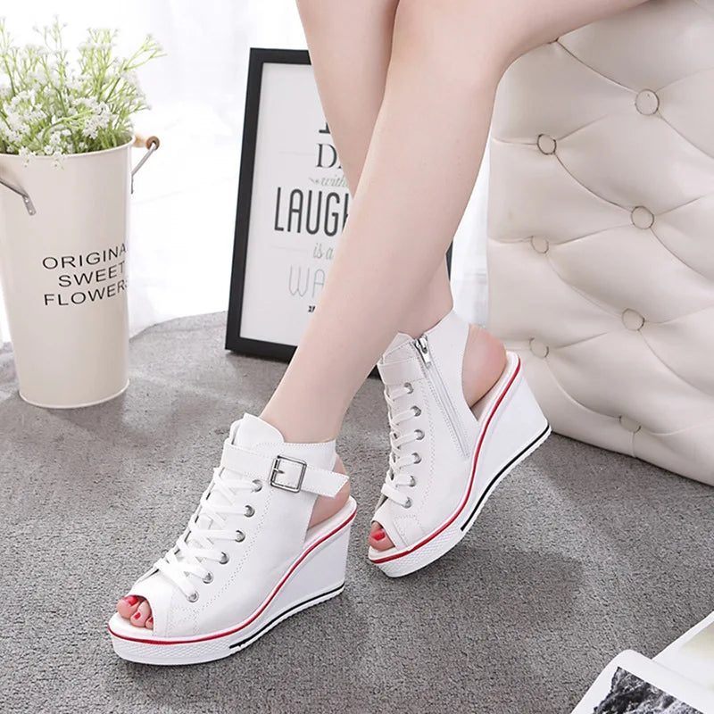Women's Platform Wedge Sandals – Open Toe Zip Summer Shoes Platform Wedge Sandals Axl