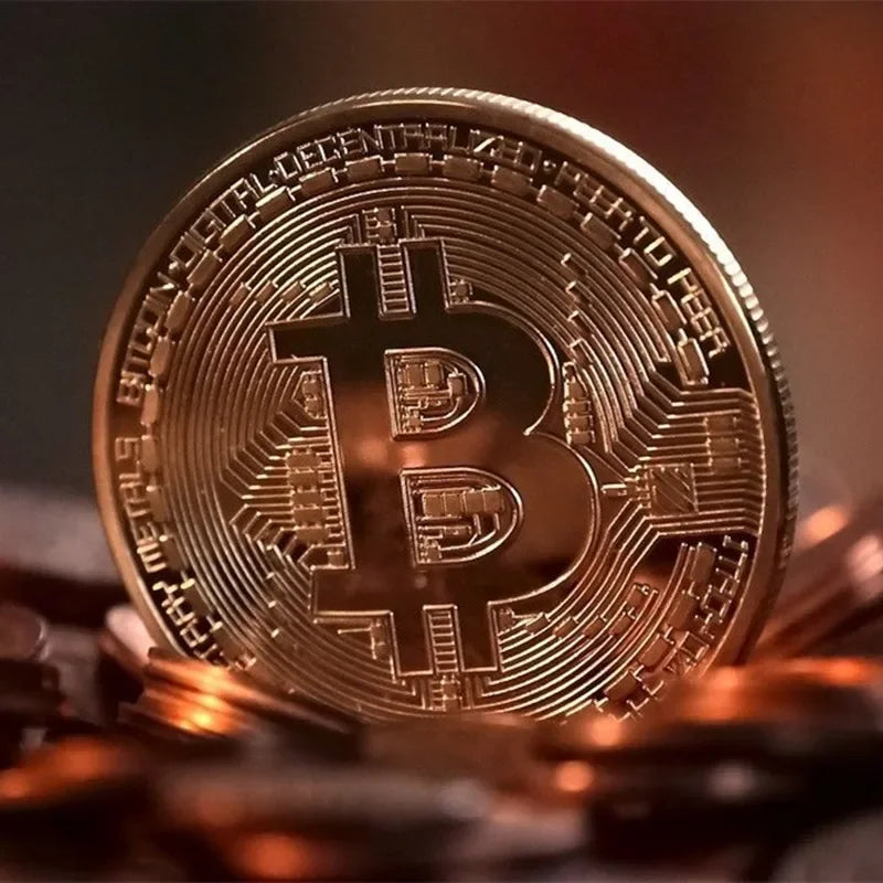 Gold Plated Bitcoin Commemorative Coin | BTC Collectible Gift Collectible Coin Axl