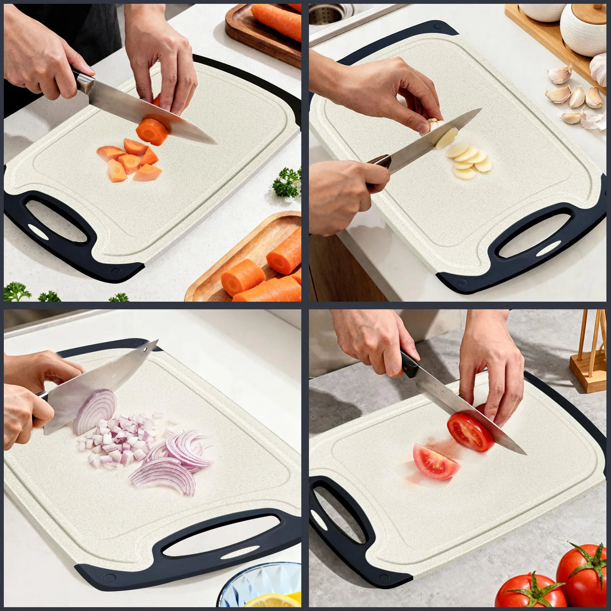 PLYS Non-Slip Cutting Board with Juice Groove | BPA-Free PP Kitchen Cutting Board Axl