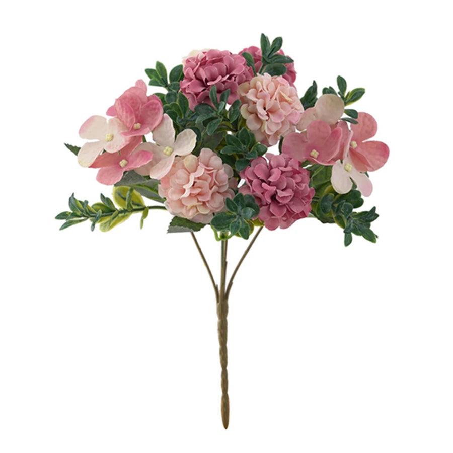 Silk Hydrangea Artificial Flower Bouquet | Wedding & Home Decor Artificial Flower Bouquet Axl Rose Red 1 pc