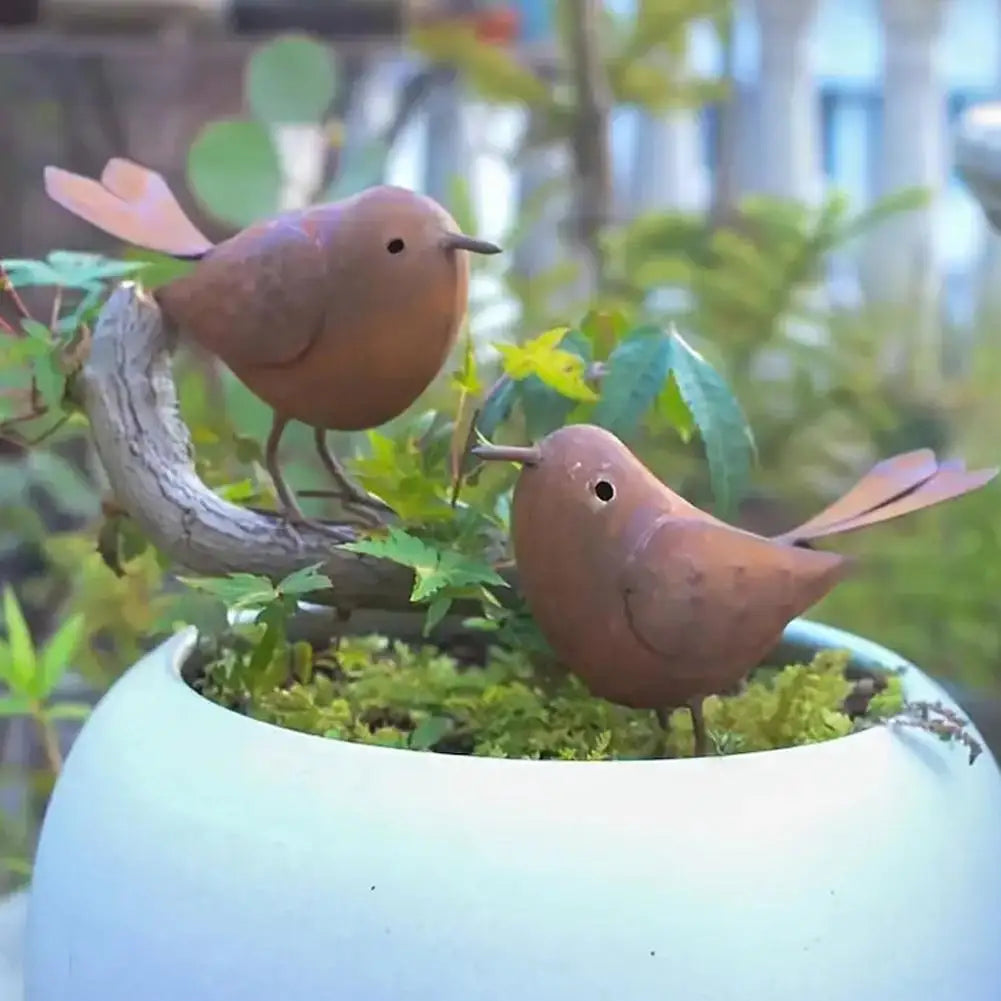 Retro Metal Bird Garden Sculptures – Iron Art Decor Set of 2 Garden Sculpture Axl