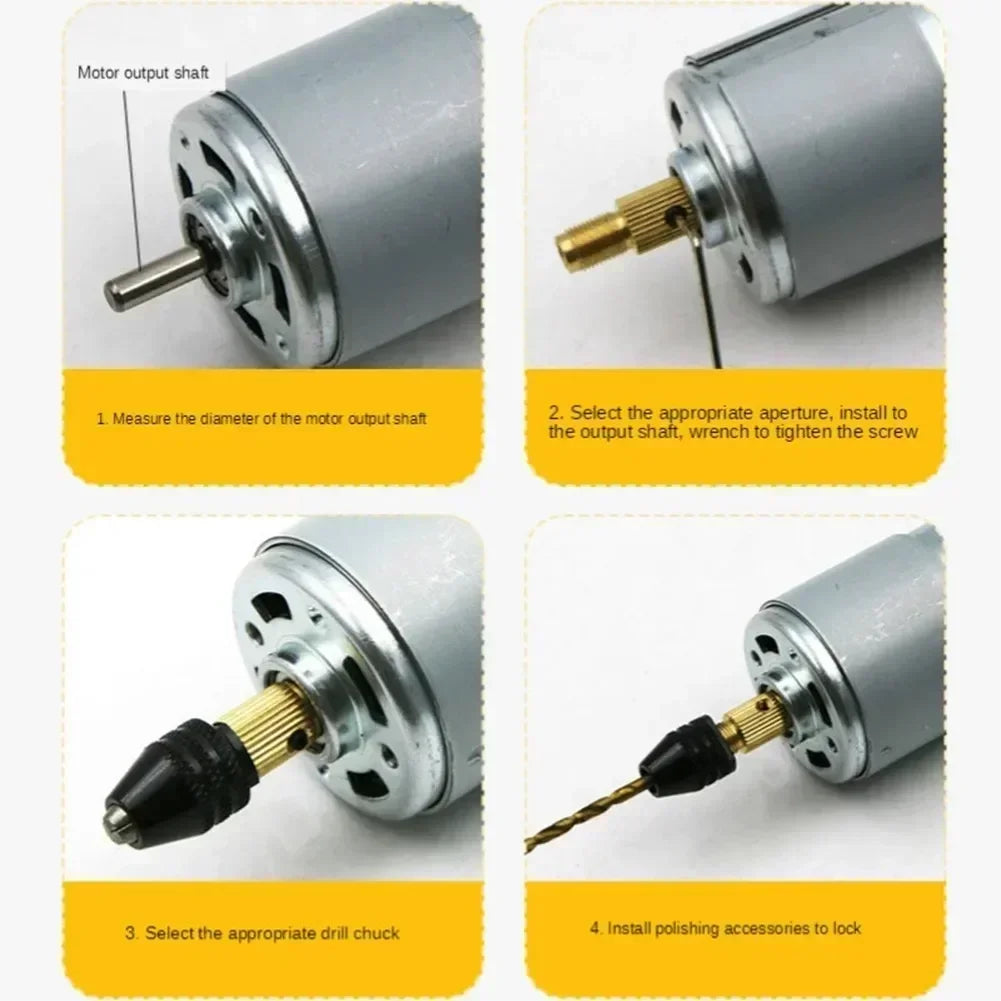7-Pc Brass Mini Drill Chuck Collet Set – 2.35mm Motor Shaft Drill Chuck Collet Set Axl