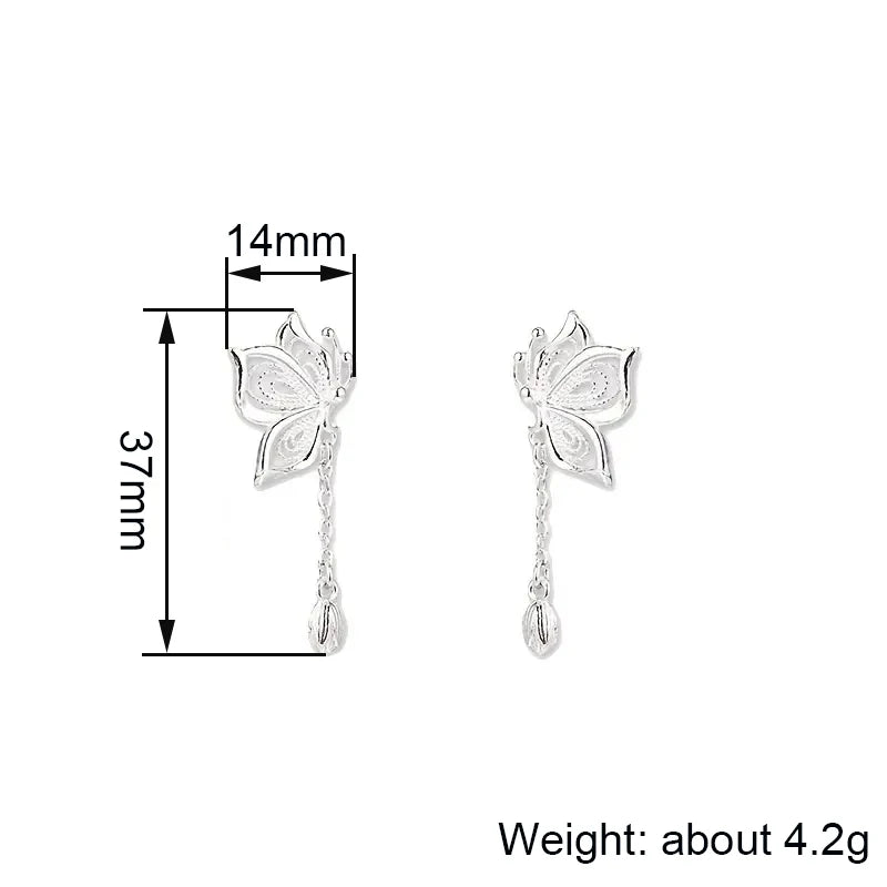 Huitan Silver Butterfly Dangle Earrings – Wedding Drop Jewelry Dangle Drop Earrings Axl