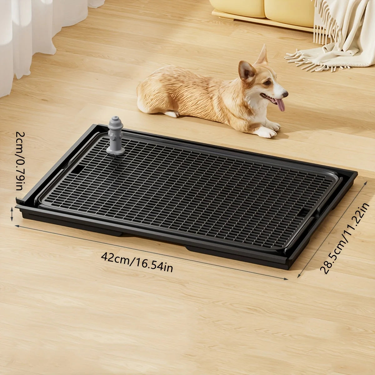 KEMORELA 2-in-1 Dog Potty Tray & Cat Litter Mat Non-Slip Pet Potty Tray Mat Axl Black 1pc