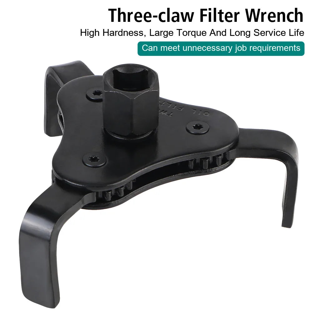 Adjustable Oil Filter Wrench 2.5"–4.5" | 3-Jaw Removal Tool Oil Filter Wrench Axl