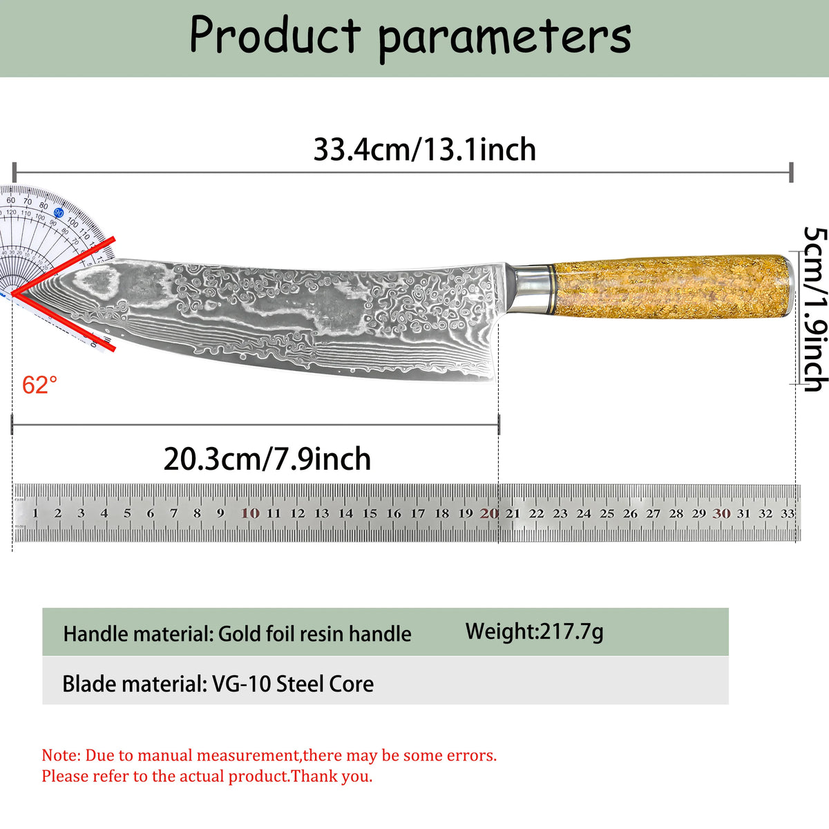 Damascus Steel 67-Layer Kiritsuke Chef Knife – 8" Blade Damascus Chef Knife Axl