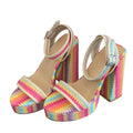 Women's Chunky Platform Sandals Open Toe Square High Heels Platform Heeled Sandals Axl Color 35