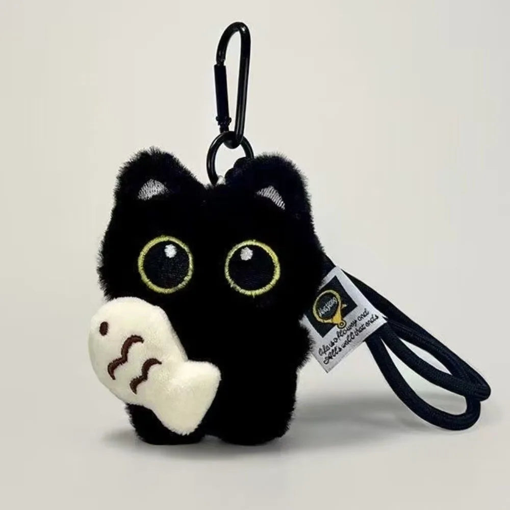 Black Cat Plush Doll Keychain – Cute Animal Bag Charm Gift Plush Keychain Charm Axl Style 11