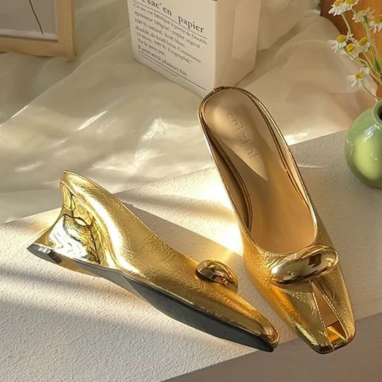 Women's Wedge Heel Peep Toe Sandals | Open Toe Party Shoes Wedge Heel Sandals Axl 36 Gold