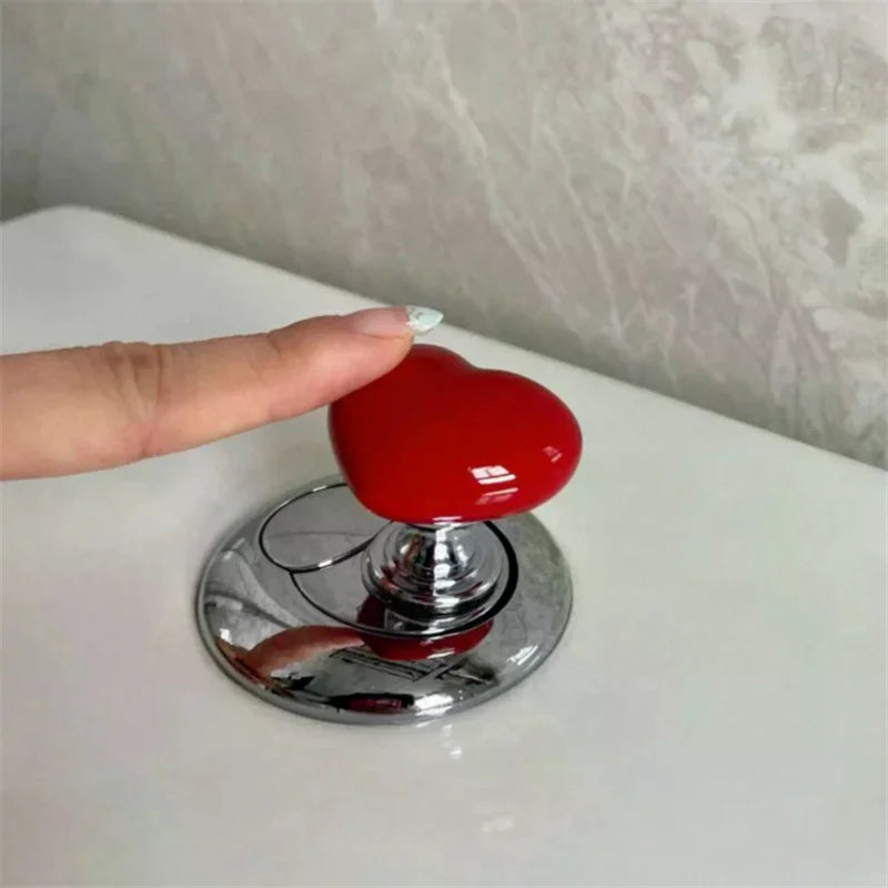 Heart-Shaped Toilet Flush Button – Fun Colorful Bathroom Decor Toilet Flush Button Axl