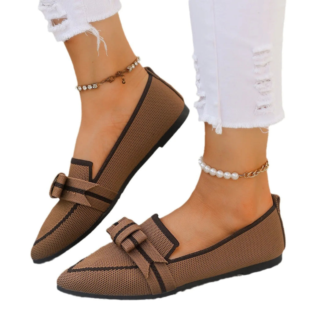 Women's Bowknot Pointed Toe Mesh Flats – Soft Sole Comfort Women's Flat Shoes Axl