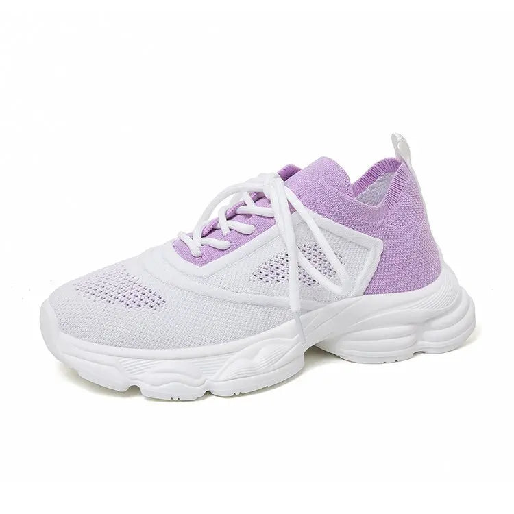 Women's Mixed Color Platform Sneakers – Lace-Up Casual Shoes Platform Sneakers Axl purple white 36