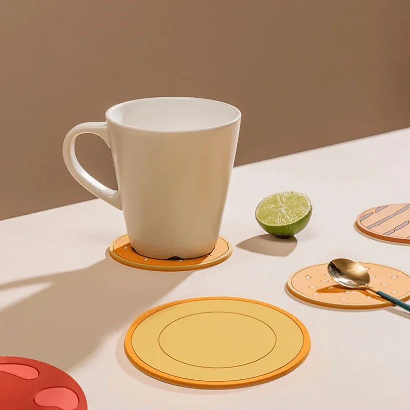 8pc Burger Shape Coaster Set – Fun Novelty Cup Mats for Home Novelty Coaster Set Axl