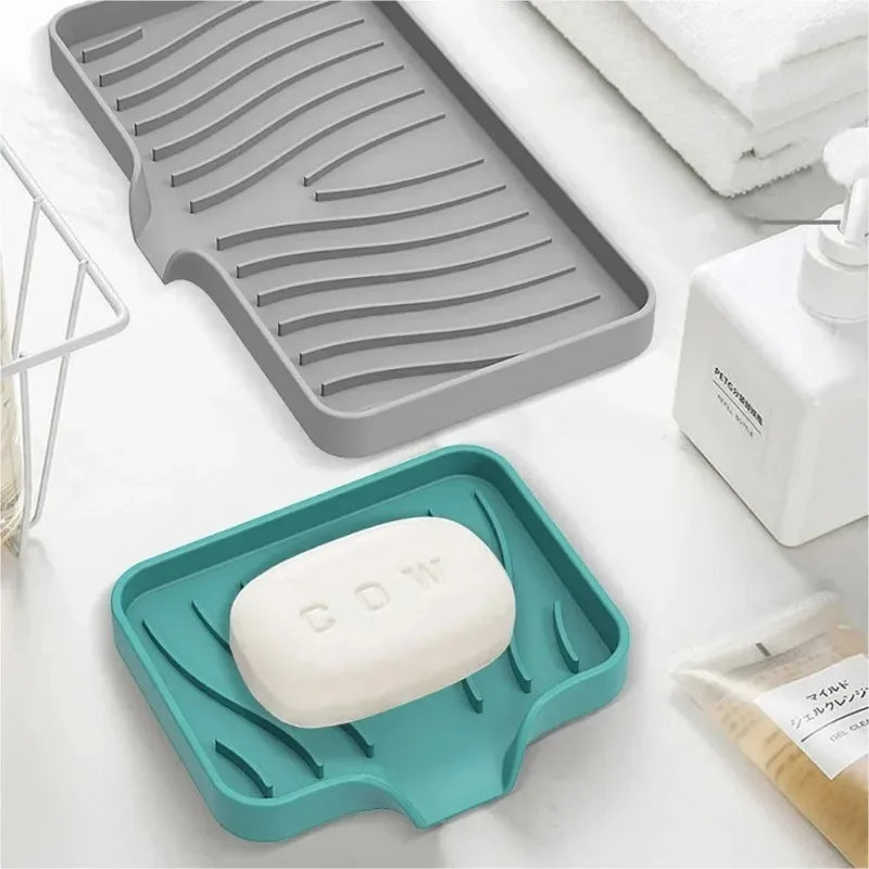 Silicone Soap Dish with Drain | Anti-Slip Sink Tray Soap Dish Tray Axl