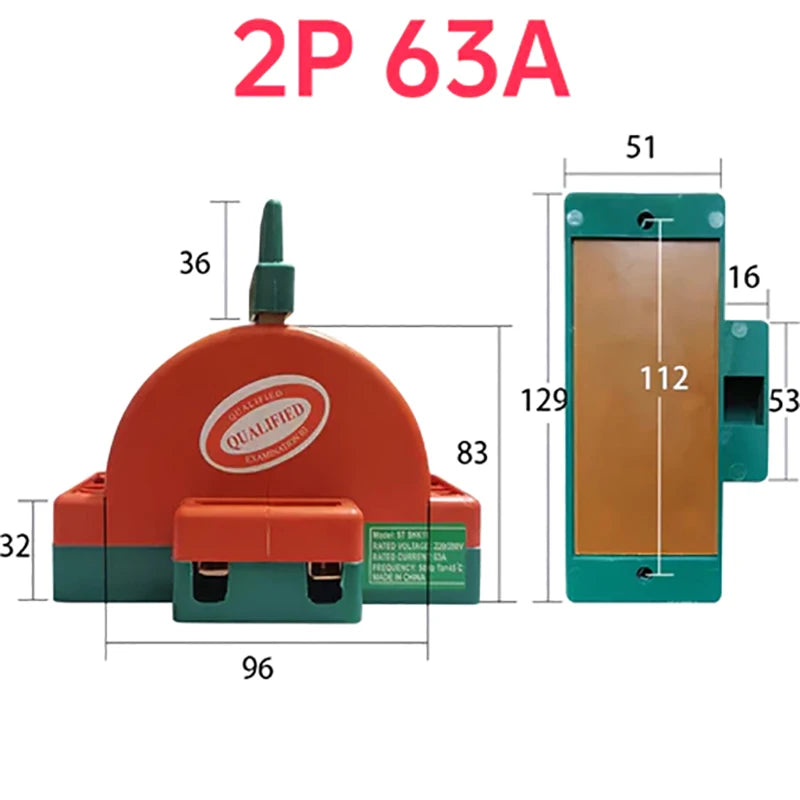 DPDT Knife Disconnect Switch 2 Pole Double Throw 32A 63A 100A Knife Disconnect Switch Axl 2P63A