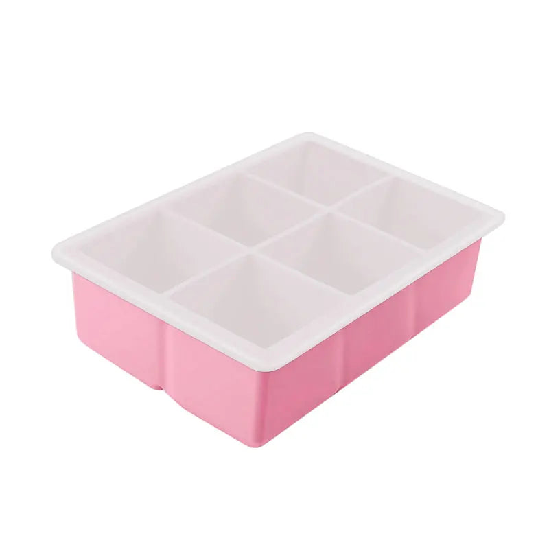 Silicone Ice Cube Trays with Lid – 6 & 15 Grid Stackable Ice Cube Tray Axl 6-Cavity Pink