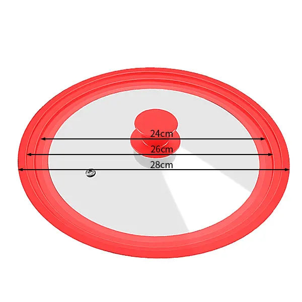 Universal Silicone Glass Lid for Pans & Skillets 16–32cm | PGY Cookware Lid Axl Red 24-26-28cm