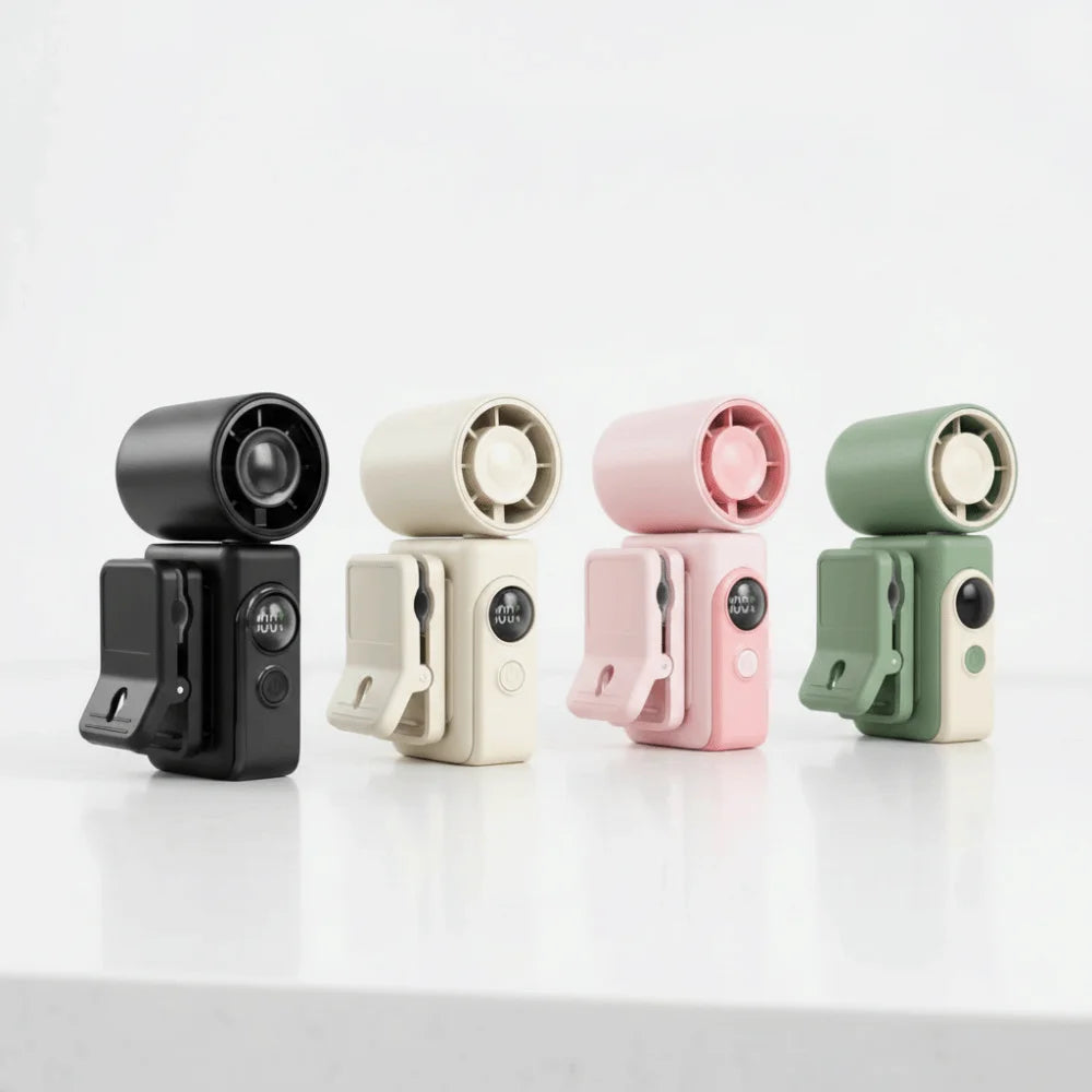 Clip-On Mini Fan – LED Display, 4 Speeds, USB Rechargeable Personal Clip-On Fan Axl