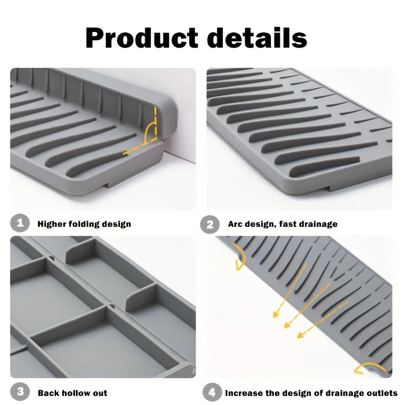 Silicone Sink Drain Mat – Anti-Slip Kitchen & Bathroom Drying Silicone Sink Mat Axl