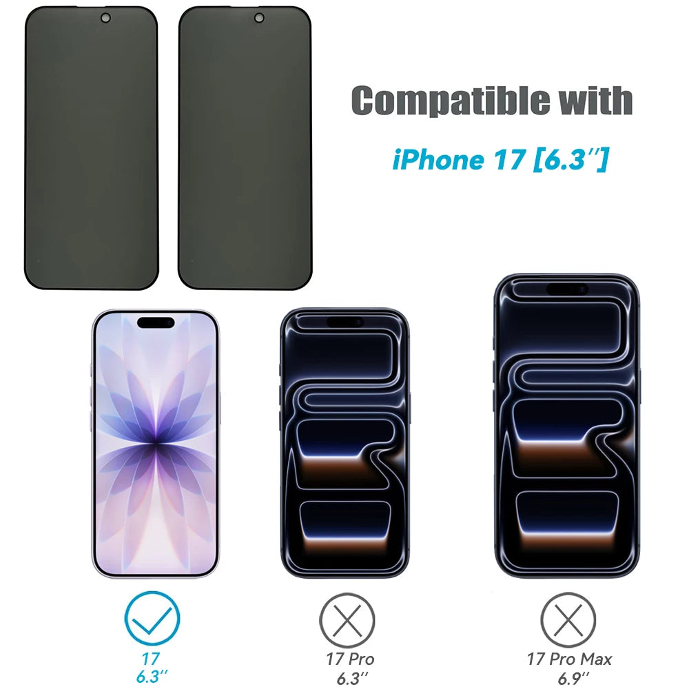 2-Pack Matte Privacy Screen Protector iPhone 17 6.3" Glass Screen Protector Axl