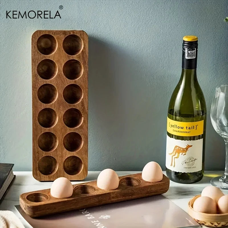 KEMORELA Wooden Egg Storage Box – Multi-Compartment Organizer Egg Storage Organizer Axl